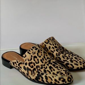 Calf’s hair leopard mules.